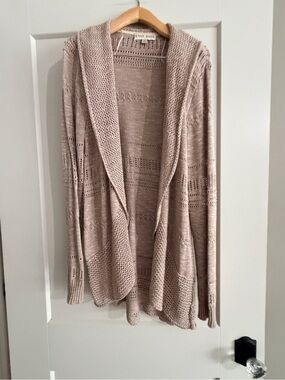 Knox Rose Hooded Open-Front Knit Cardigan - Taupe Beige